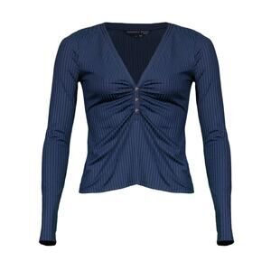 NWT! Veronica Beard Murray rib ruched  Henley top size L